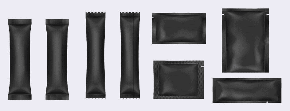 Paquetes tipo palito y bolsitas con forma